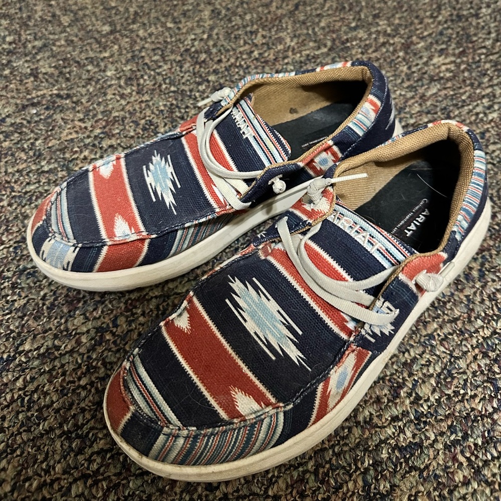 Ariat Women's Navy & Red Southwestern Canvas Slip-Ons